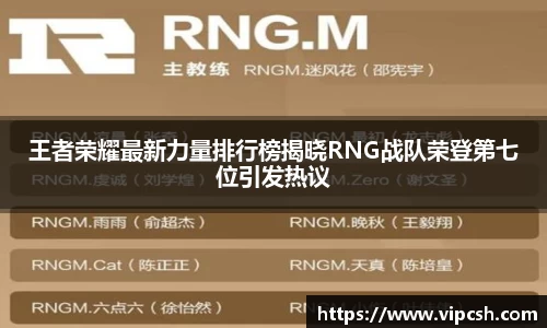 王者荣耀最新力量排行榜揭晓RNG战队荣登第七位引发热议